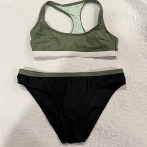Cupshe Olive and Black Women's Swim Set